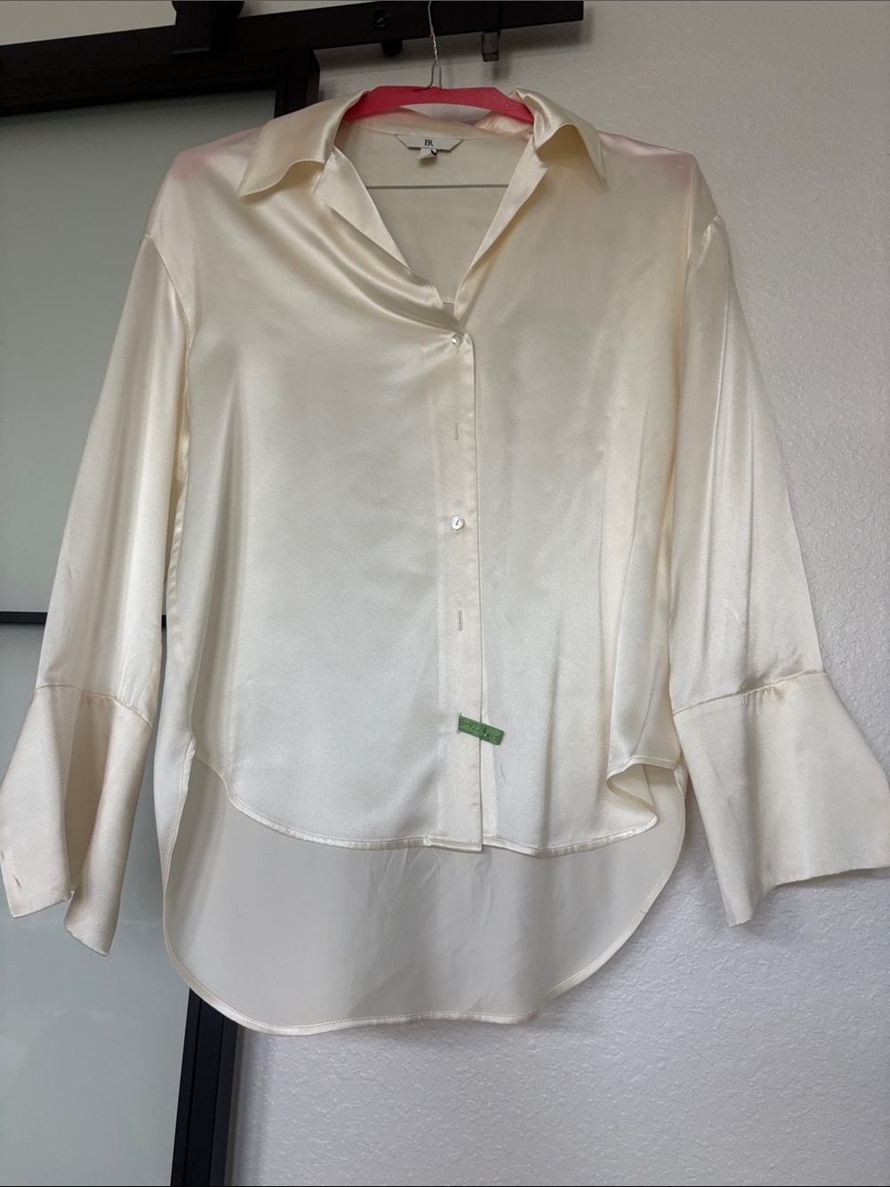 Banana Republic Cream Satin Button-Down Blouse